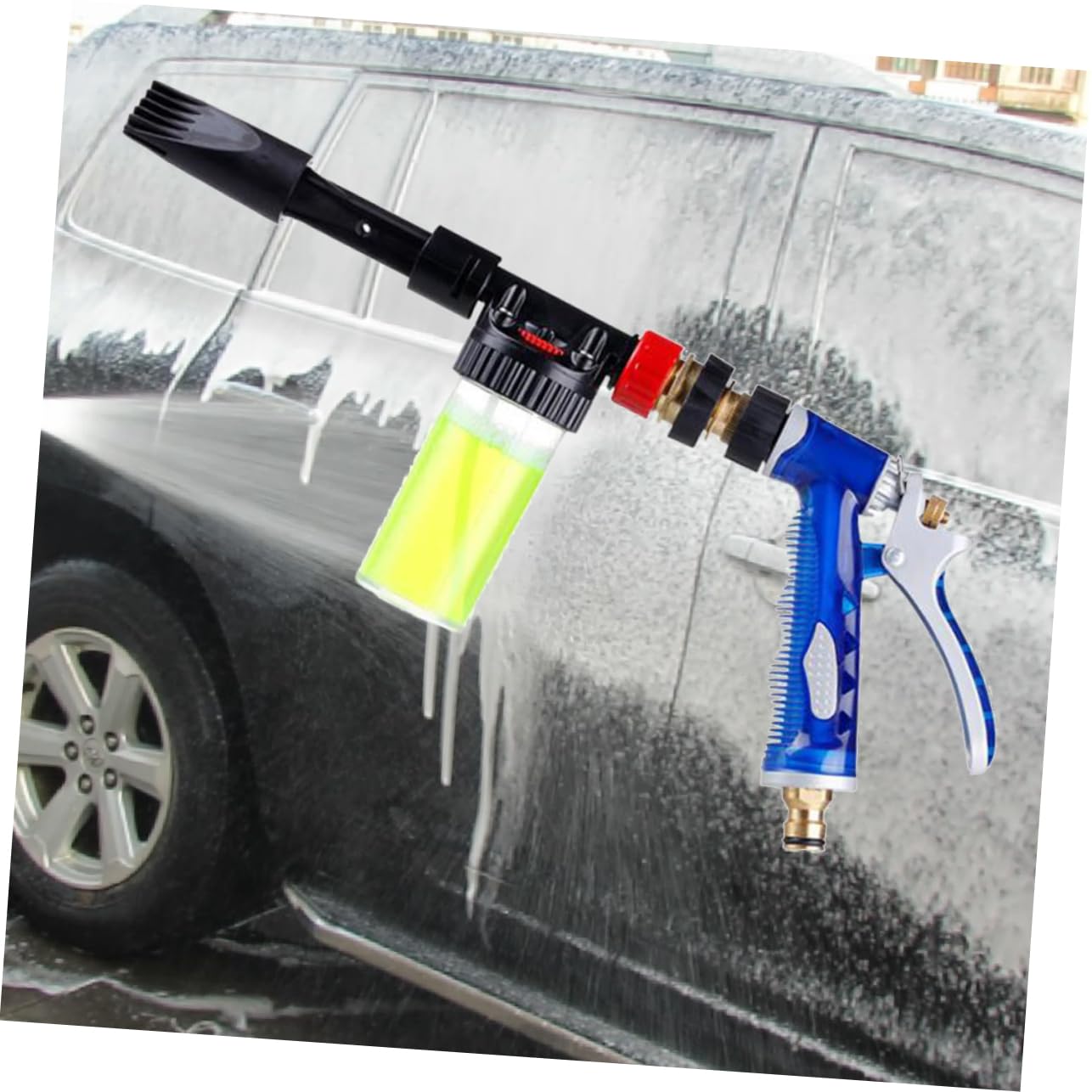 FUNOMOCYA Handheld Car Sprayer Self-Priming Water Shampoo Sprayer for Car Cleaning Washing Garden Vehicle 6-Foam Ratio Portable Design