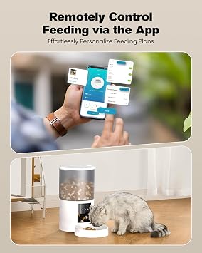 Automatic Cat Food Dispenser for Dogs WiFi: Doser for Pets with 10S Registration – Automatic Feeder for Food Dispenser for Cat Treats and Timer White 6L