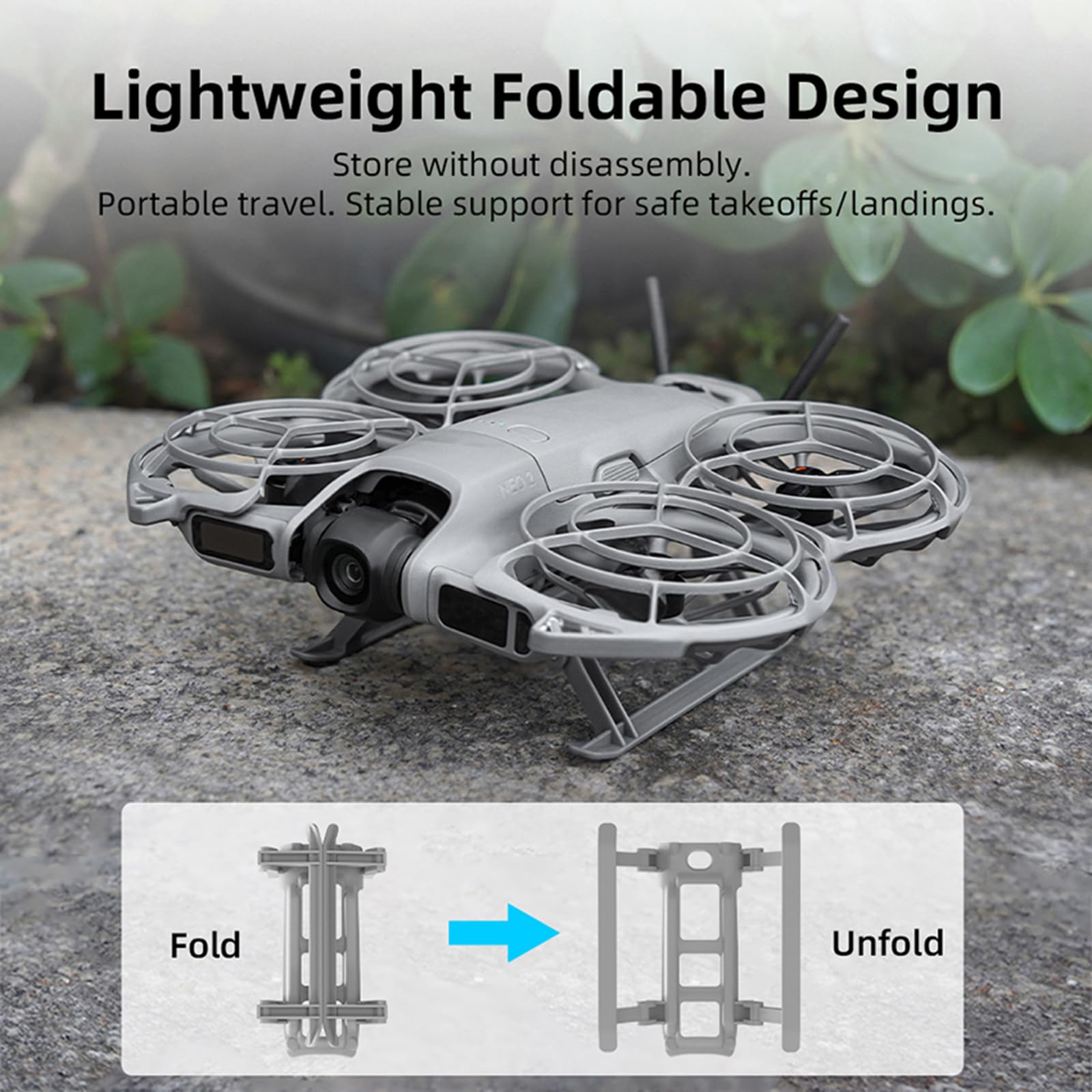 Train d'atterrissage pour drone DJI NEO 2, kit d'extension de pieds d'atterrissage pliable à dégagement rapide compatible avec protecteur de drone DJI NEO 2, trépied de support augmentant la