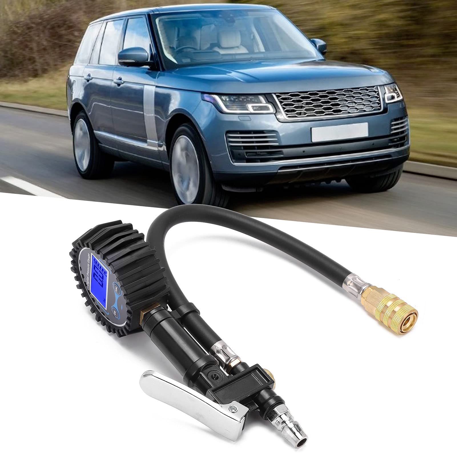 Manometro per pneumatici, display digitale LCD, monitoraggio della pressione 'aria, con funzioni di sgonfiaggio e gonfiaggio, per auto, motocicli, camion piccoli e medi, i