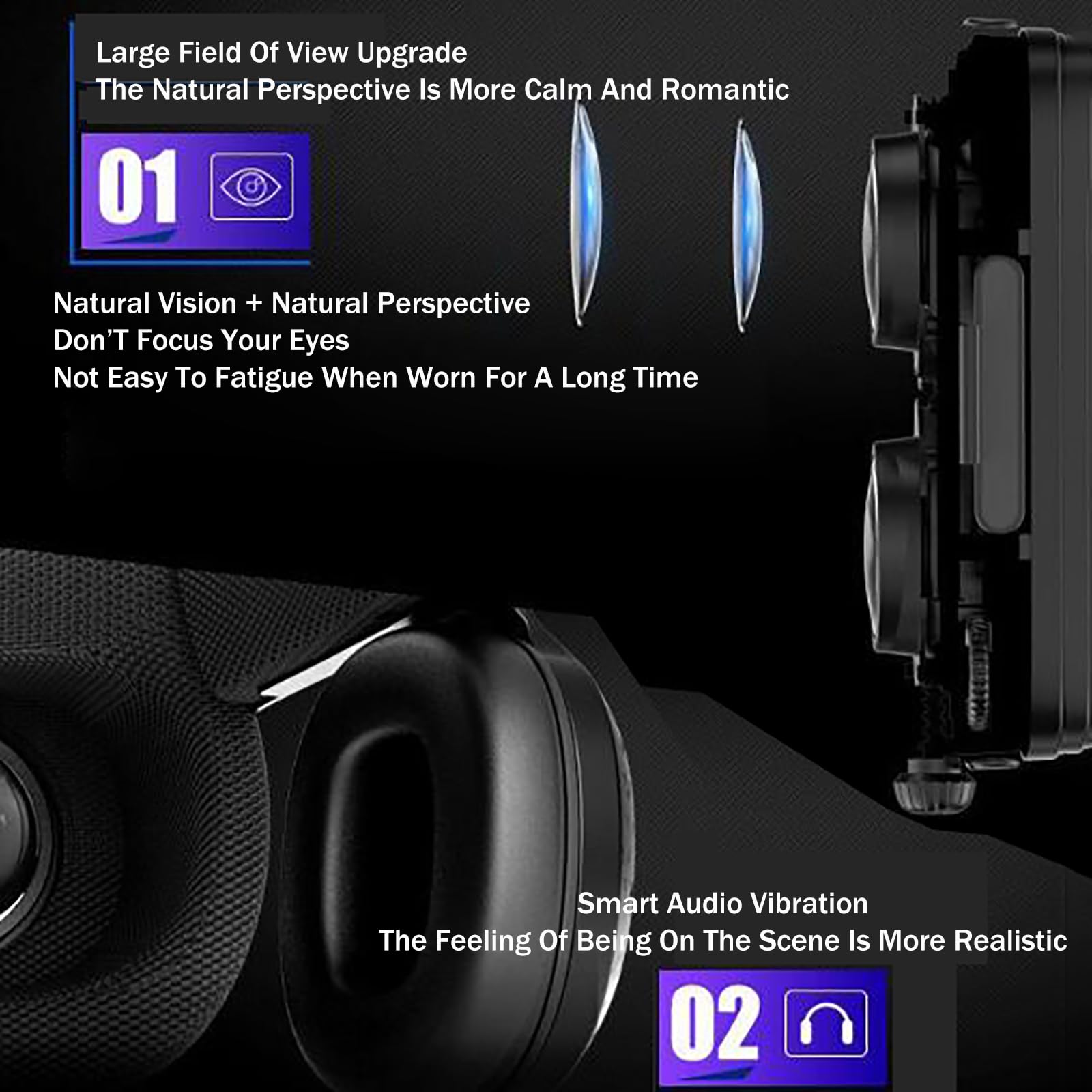 Occhiali VR (Distanza Interpupillare Regolabile), Visore per Realtà Virtuale, Telefono Compatibile da 4,5-6,3 Pollici, FOV120°+Facile da Indossare, per Film, TV E Videogiochi,Black