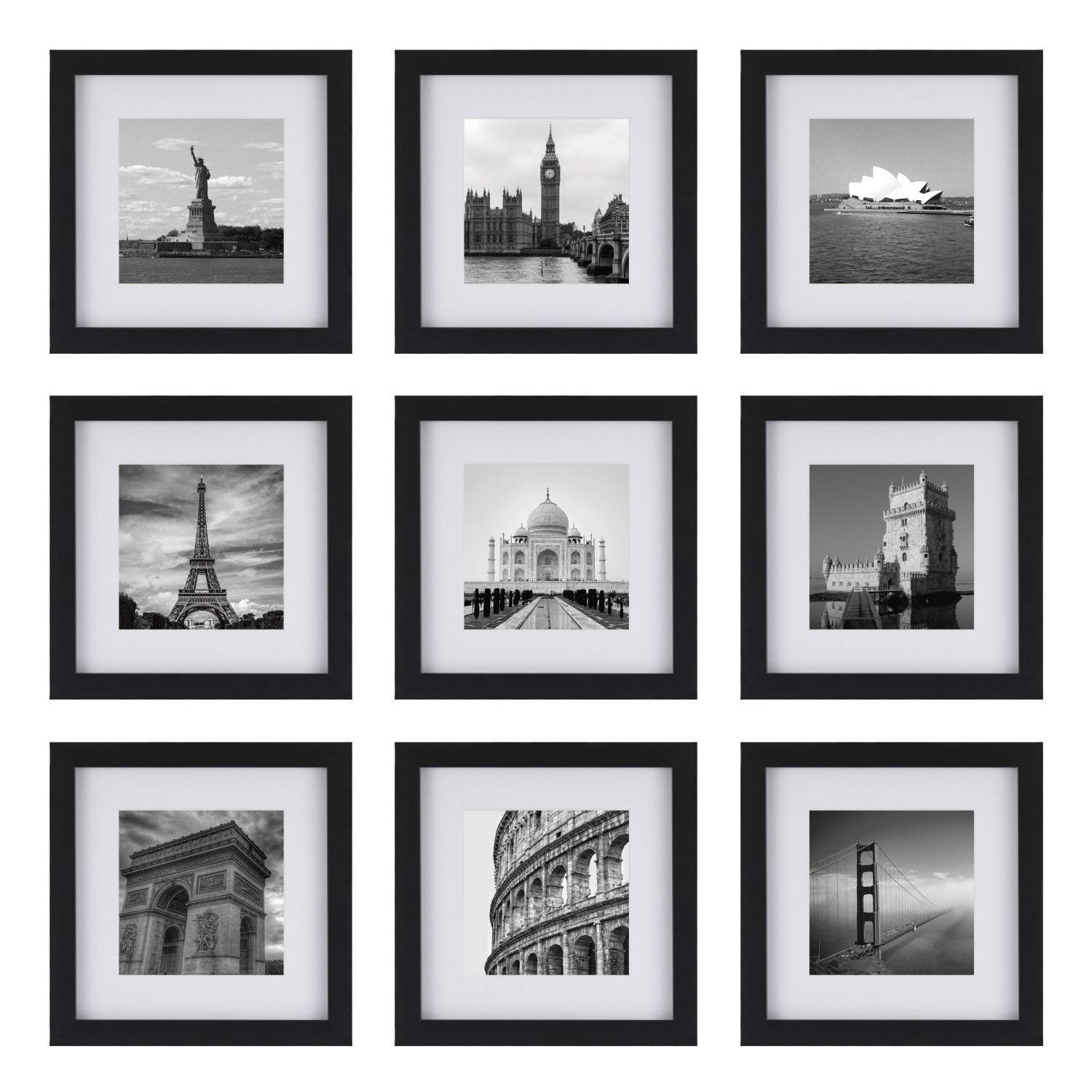 ArtzFolio Wall Photo Frame D306 | Wall Photo Frame Collage for Living Room | Picture Frames Home & Wall Decoration | Black | Set of 9 Units With Mat | 6x6inch-image-26
