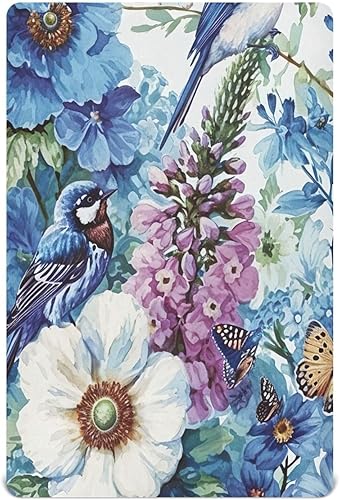 Kigai Fitted Crib Sheet for Boys Girls,Vintage Bird Flower Jersey Knit Baby Sheet for Standard Crib and Toddler Bed Mattresses, Cozy Soft