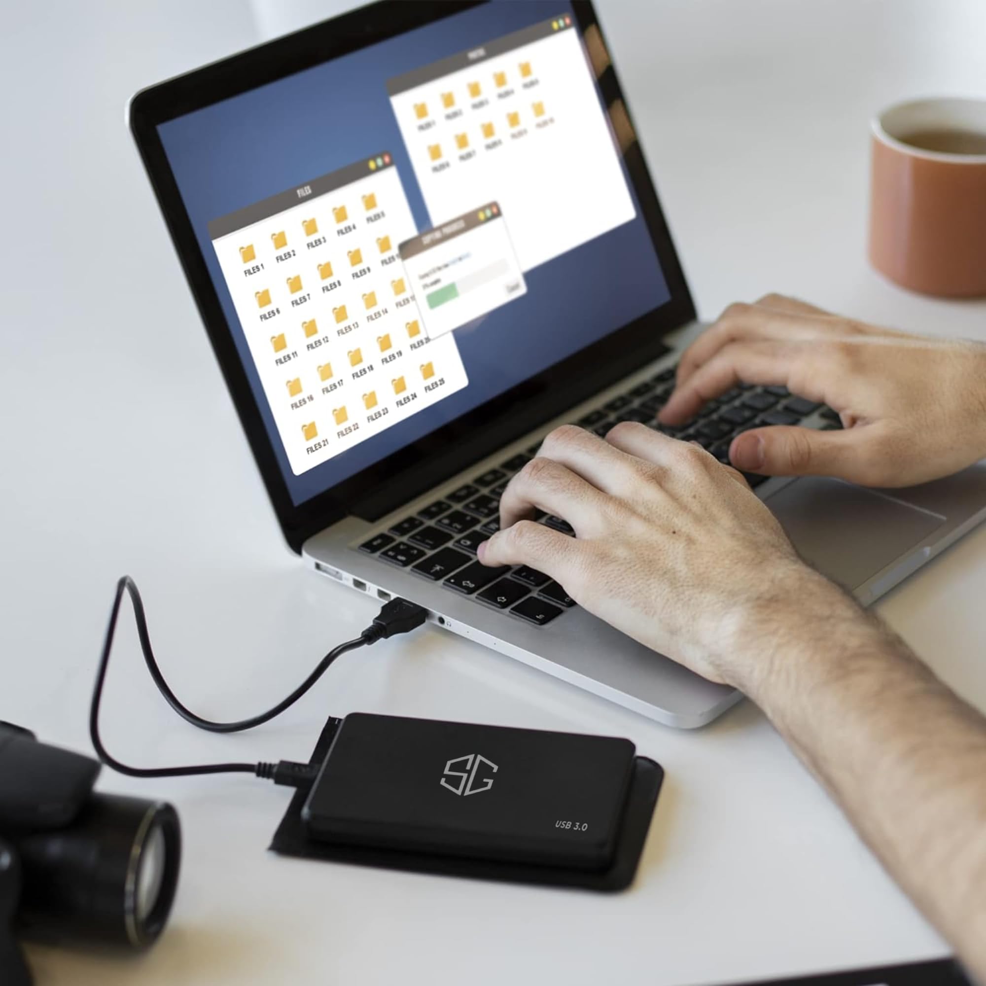 SG, Hard Disk Esterno Portatile con disco interno da 320 Gb da 2,5" USB 3.0 per Notebook, pc, Desktop, archiviazione dati, supporto esterno, completo di cavo usb e custodia