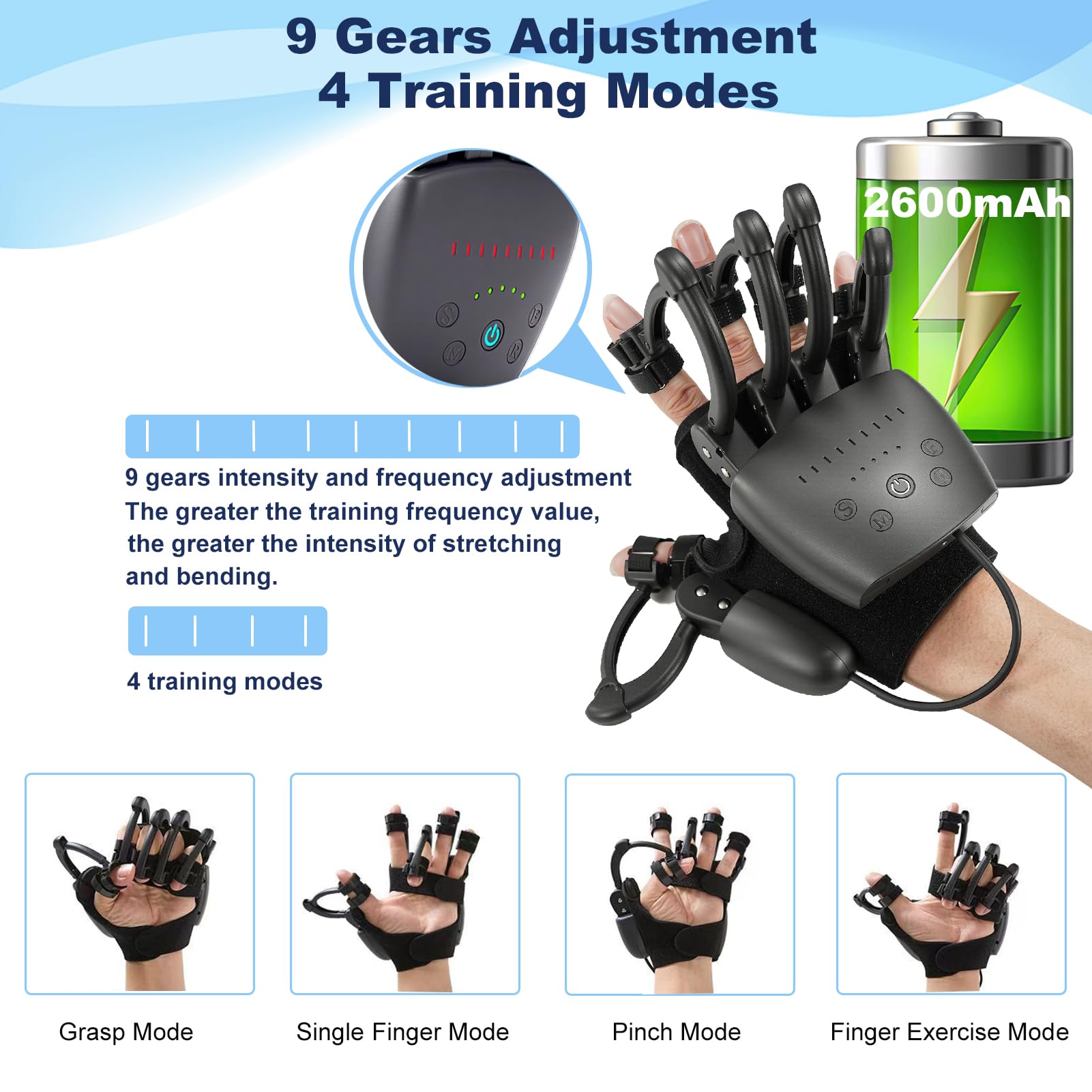 Guanti Robotici per la Riabilitazione Dell'ictus, Emiplegia Guanti Robot per Riabilitazione Mano, Guanti Intelligenti per la Riabilitazione da Ictus (Left hand-L)