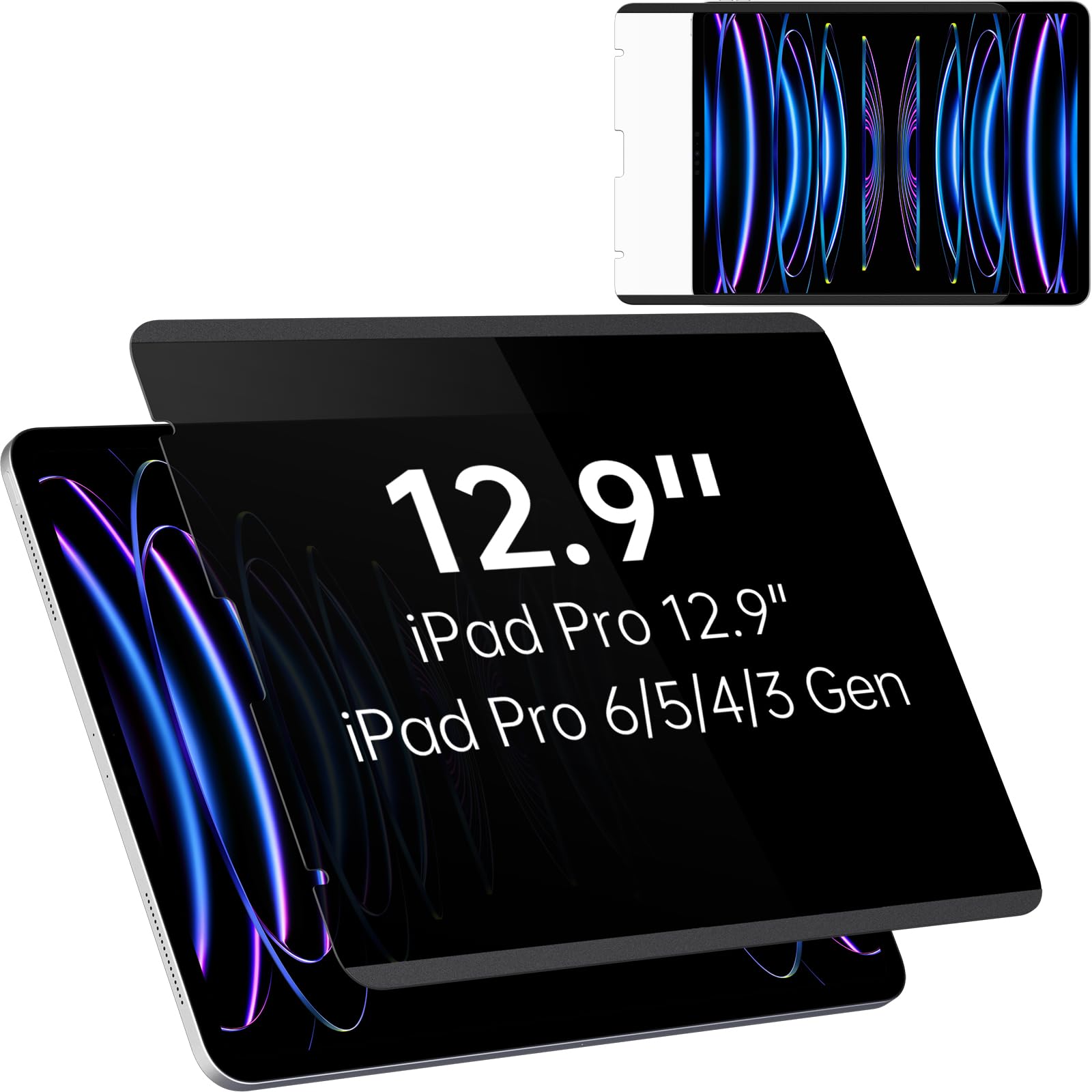 Mamol Magnetischer Displayschutz für iPad Pro 12,9 Zoll, Anti-Spy/Anti-Spy-Bildschirmschutzfolie für iPad 6. 5. 4. 3. Generation (2022/2021/2020/2018)
