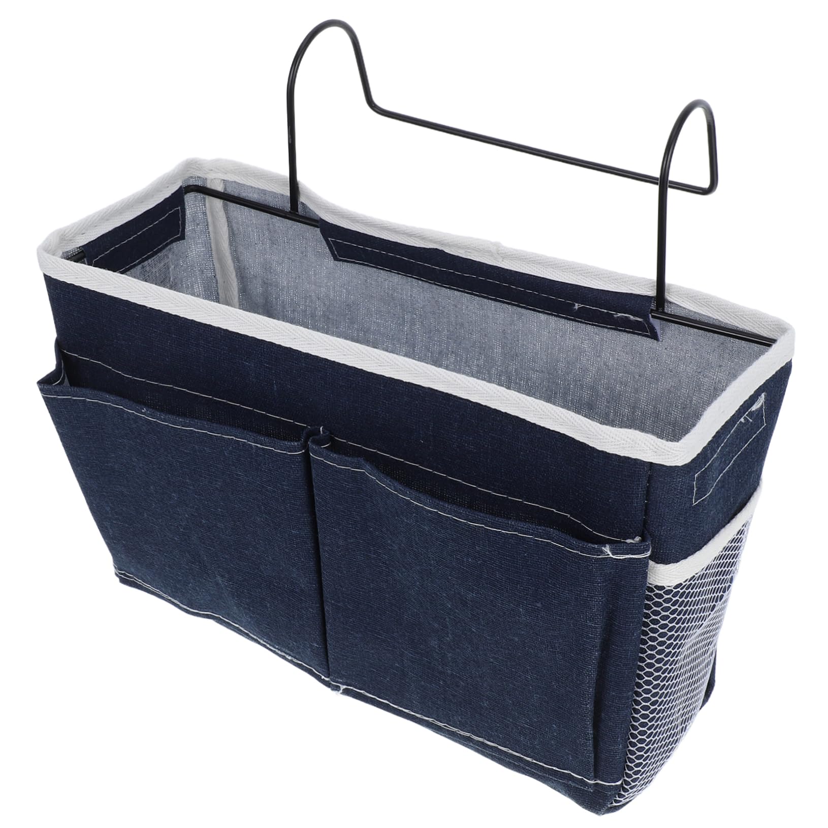 Cabilock Bedside Hanging Basket Organizer Multi Compartment Storage Pouch for Dorm Rail Efficient Clutter Management Space Saving Design Fabric for Books Phones Glasses