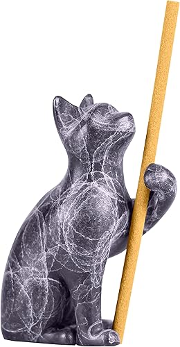 COPPERTIST.WU Soporte de incienso para gatos, bastones de quemador, bonita escultura de gato para decoración de escritorio del hogar, adornos de
