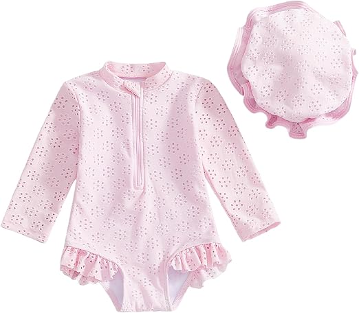 XIXIMAON Maillot de Bain Anti-UV Bébé Fille à Volants avec Chapeau Solaire