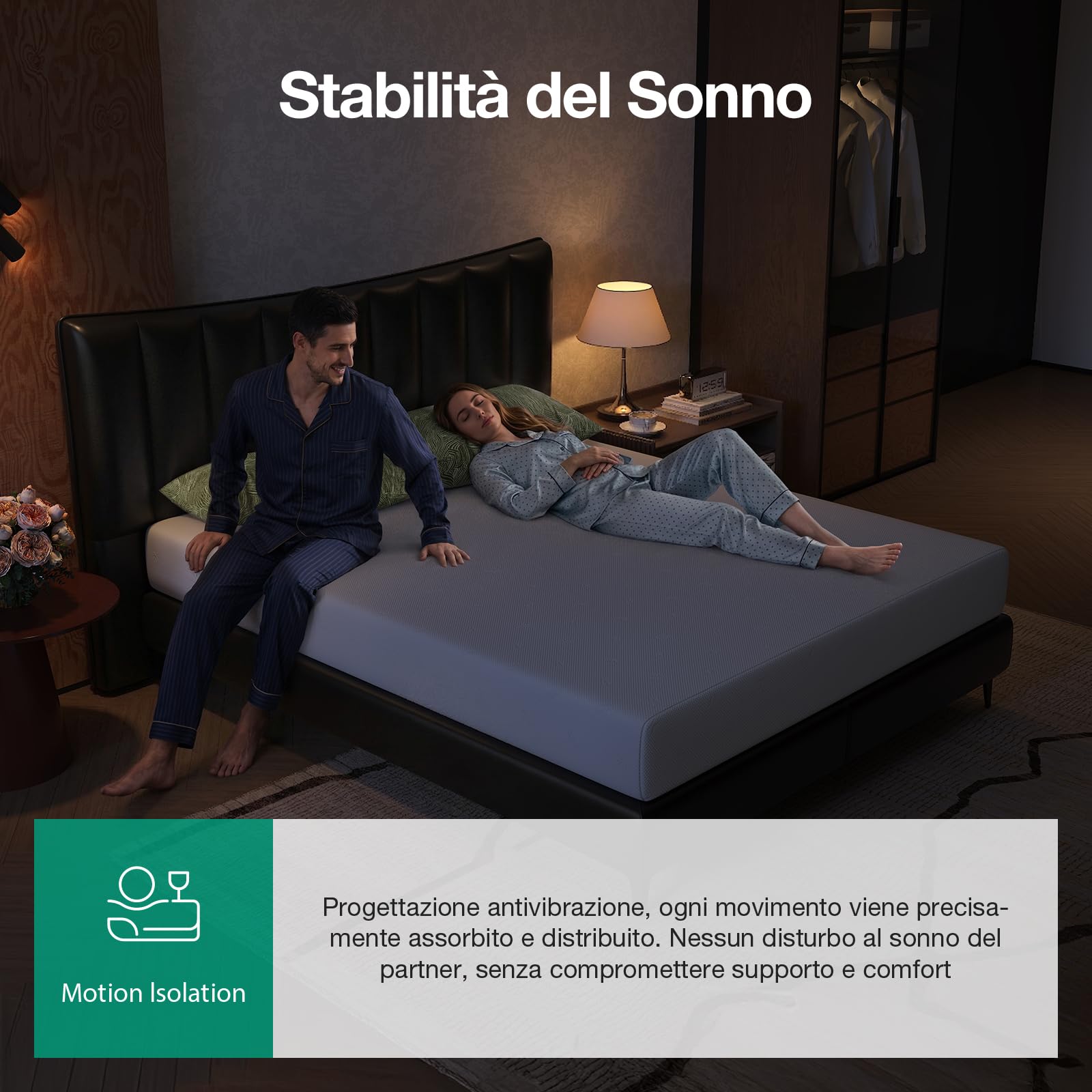 Novilla Materasso 90x200, Materasso Singolo, Altezza 20 cm, Gel Memory Foam, Schiuma Traspirante in Fibra di Bambù, Sostegno Perfetto, Rispettoso Della Pelle, Mediamente Solido