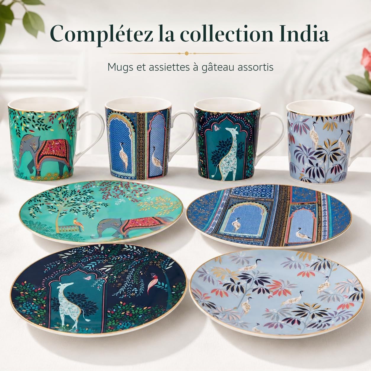 Portmeirion Home & Gifts Sara Miller SMI78964-XG Lot de 4 assiettes à gâteau Multicolore