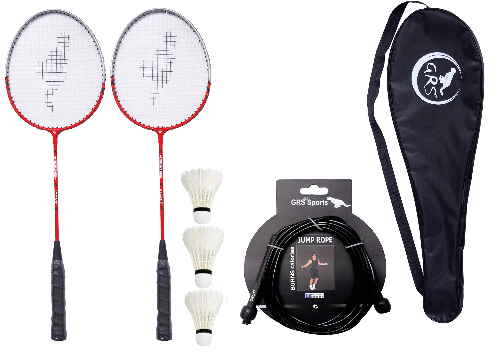 GRS® GRQ12 Aluminium Badminton-Racket, Set of 2 & 3 Pcs of Shuttle Cock, Skipping Rope & Full Cover (B091FZ8FTB) Amazon Price History, Amazon Price Tracker