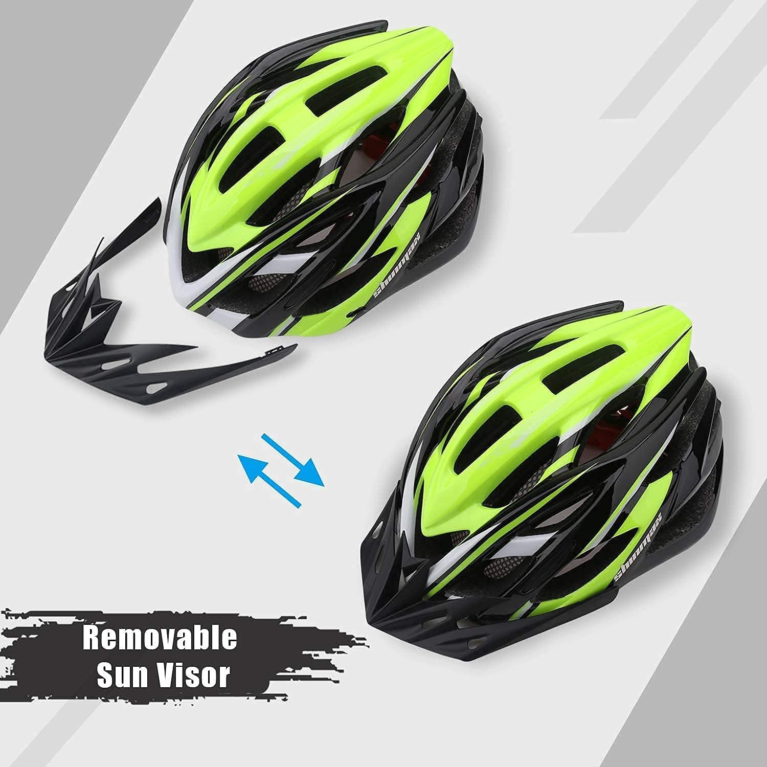 Casque de vélo pour homme femme, casques de course, scooter, VTT, trottinette, casque de vélo, lumière LED avec visière de protection de sécurité, taille réglable