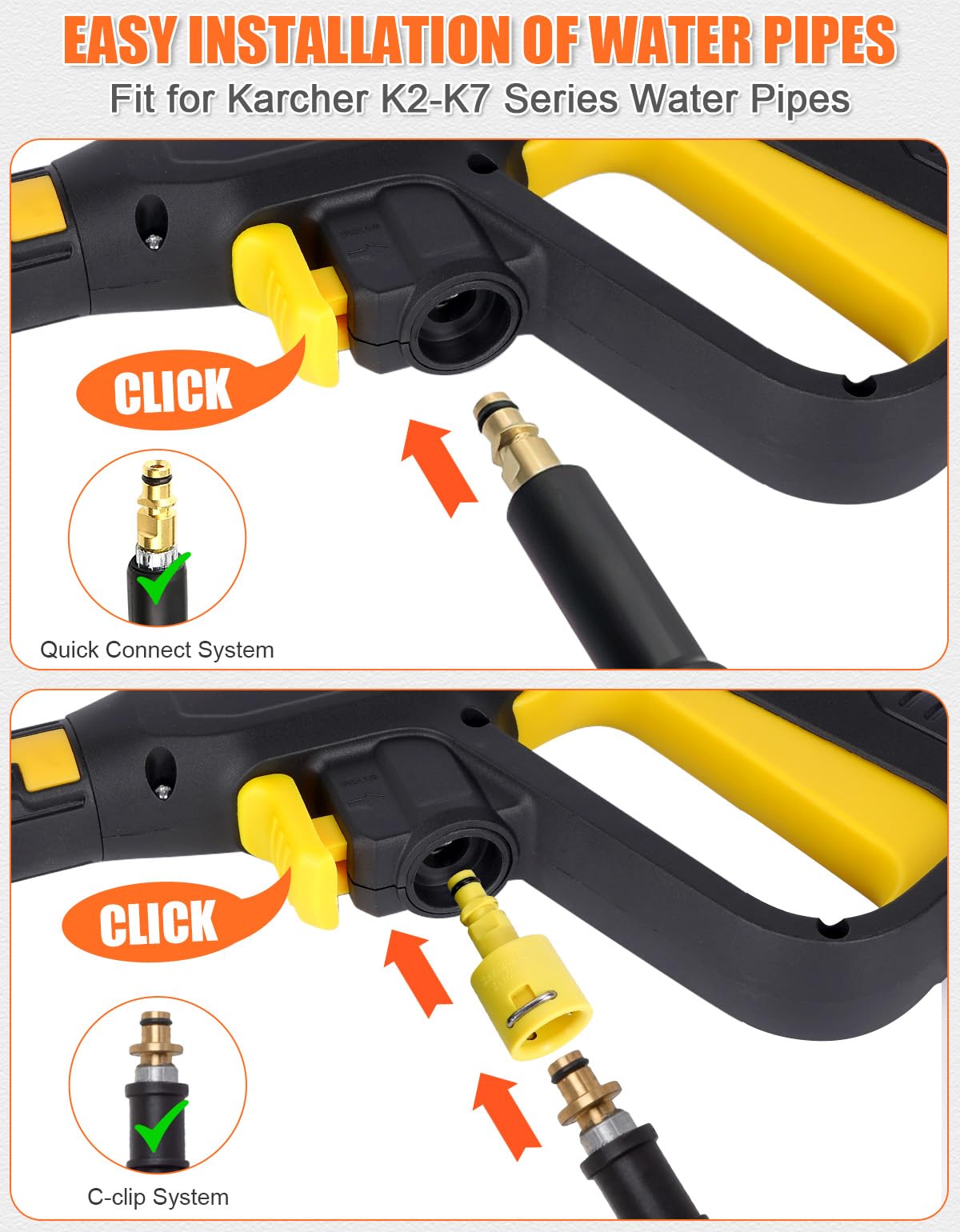 YUET 2026 - Pistola de lavado de alta presión con gatillo y kit de varita de extensión, sistema de liberación de conexión rápida para Karcher K2 K3 K4 K5 K6 K7 Kärcher Dirt Lance Boquilla de