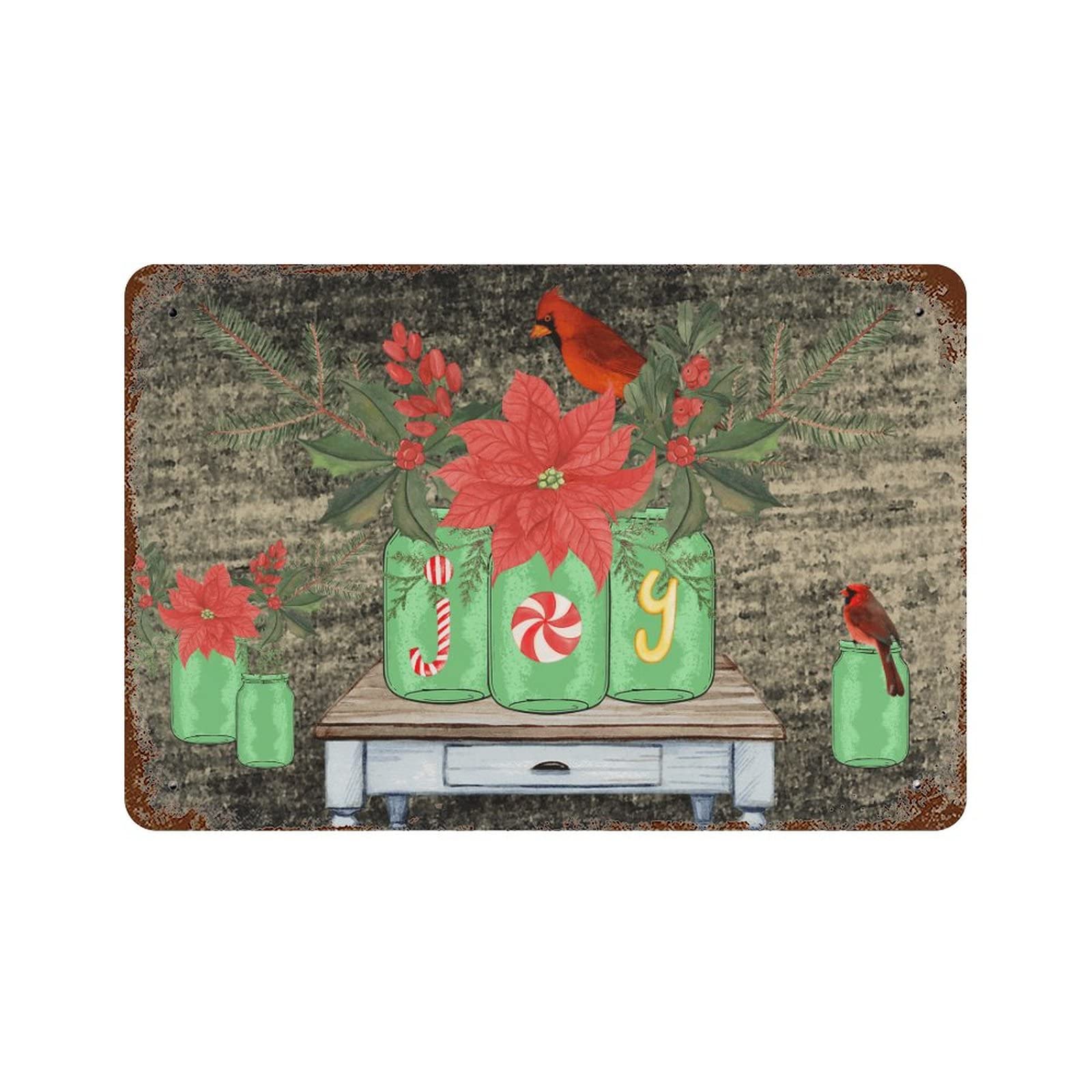 Panneau fleur de Noël rétro décoratif 30,5x45,7 cm