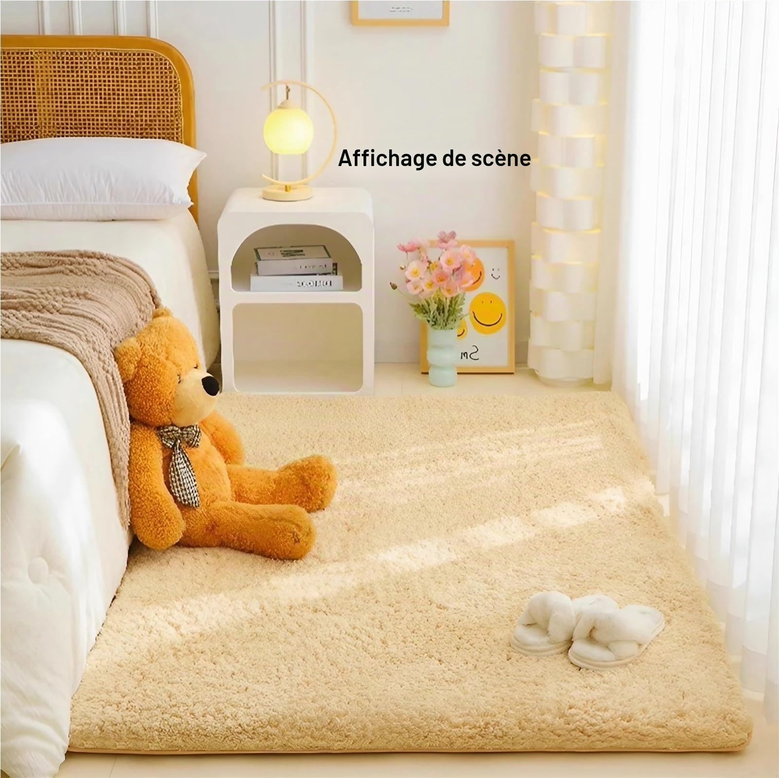 Tapis Shaggy Poil Long, Doux et Confortable Décoration Moderne, Descente De Lit Antidérapante Lavable pour Salon et Chambre Adulte(Coffee Brown,60 x 90 cm)