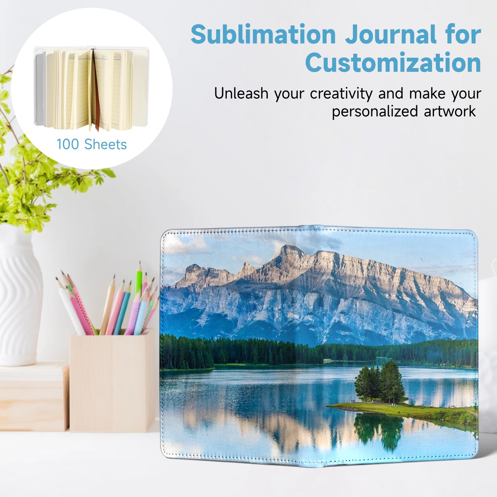 Lnrueg 6 quaderni a sublimazione, formato A6, 100 pagine, copertina rigida in poliuretano, per prendere appunti, pianificare, scrivere diari, forniture scolastiche e ufficio