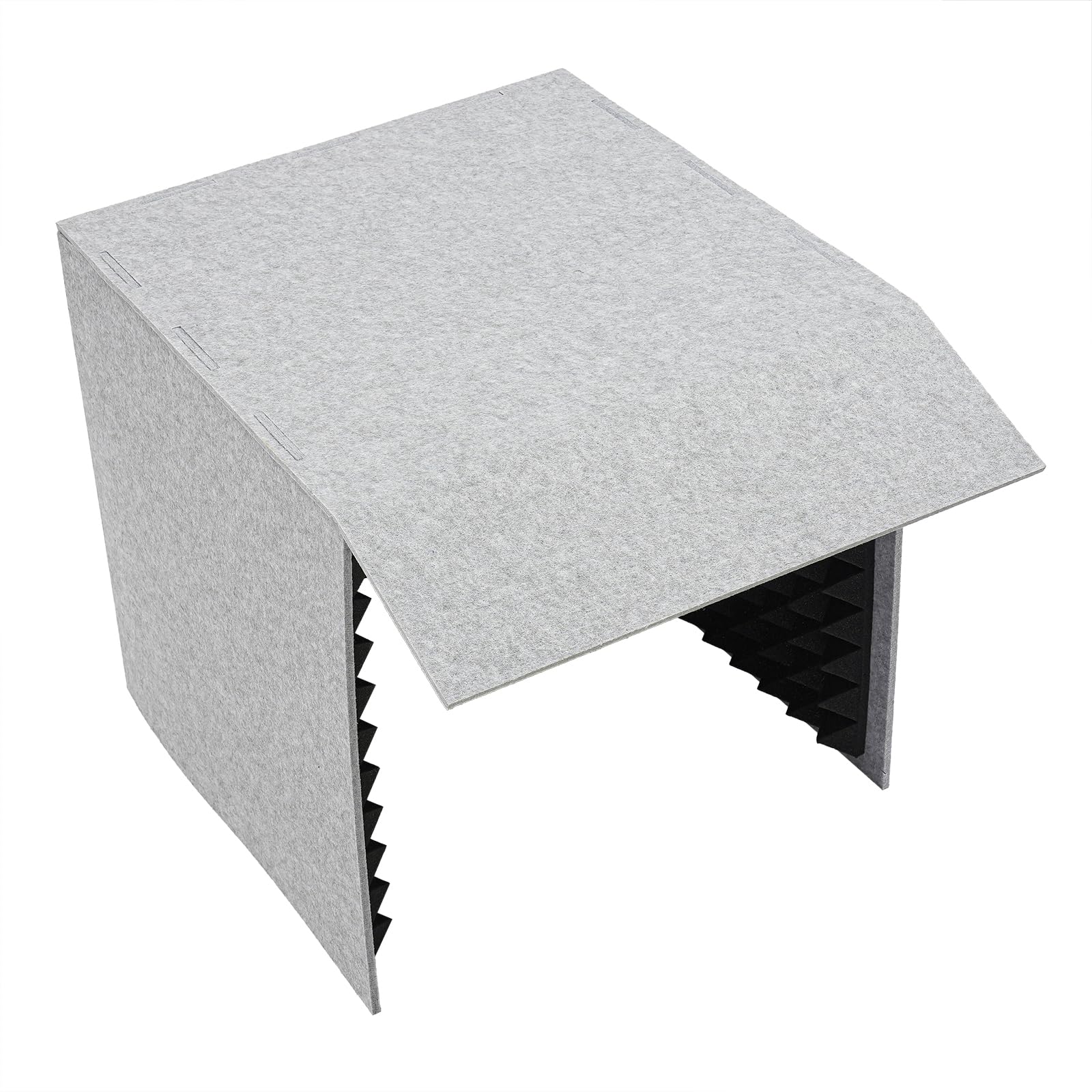 Paneles acústicos, 60 x 60 x 60 cm, placa de espuma de escritorio, cubierta insonorizada portátil, protección de absorción de sonido vocal para salas de estar, salas de juegos (gris, negro)