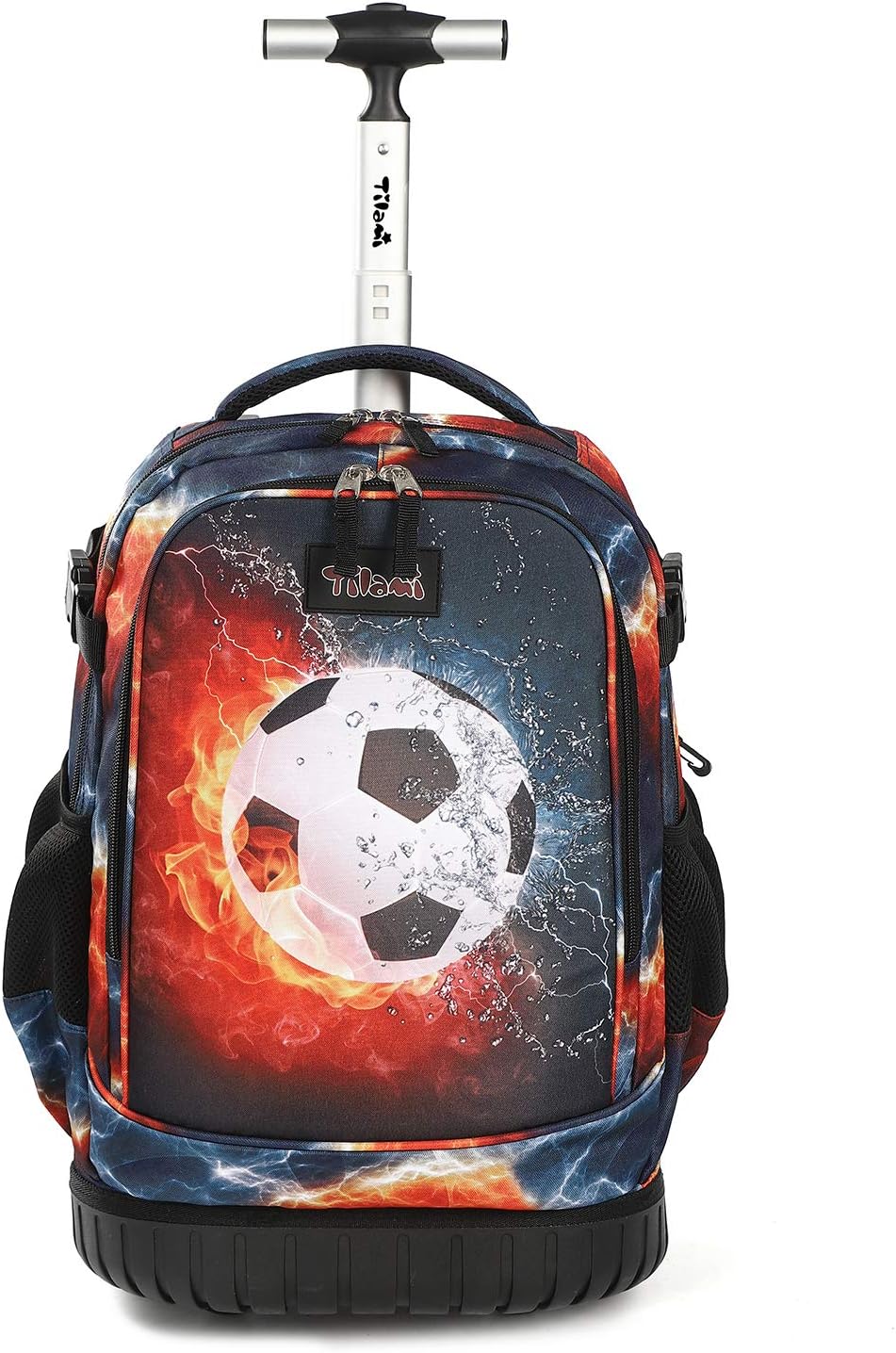 Rolling Backpack 19 inch Wheeled Cute LAPTOP Boys Girls Travel School Student Trip (Football)