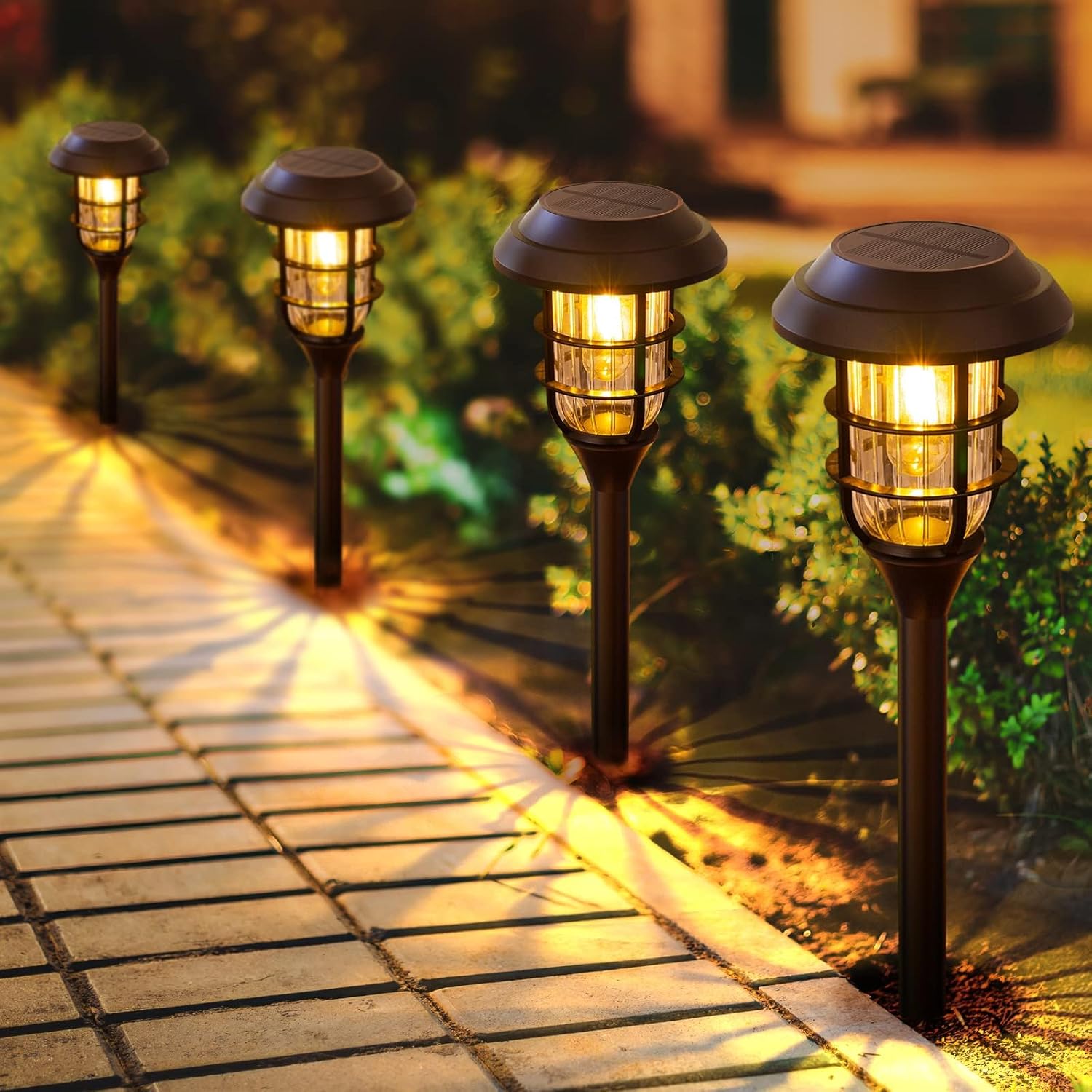 LETMY Solar Pathway Lights Outdoor, 8 Pack Bright Solar Lights Outdoor, IP66 Waterproof Auto On/Off Solar Garden Lights Solar Powered Landscape Lighting for Yard Patio Walkway Driveway Pathway - Black