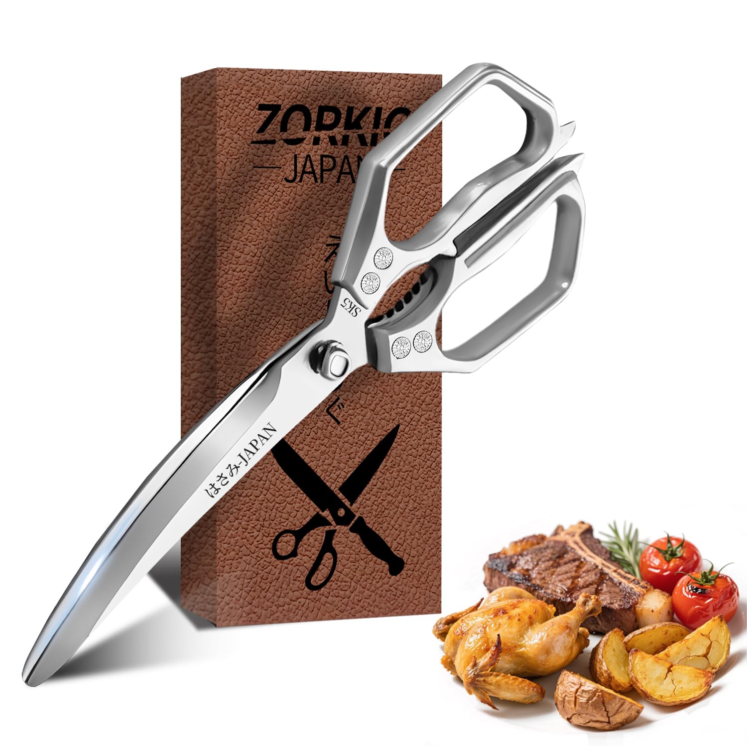 Küchenschere Set 3er-Pack Hähnchenschere, Edelstahl Fleischschere Scharf Hochleistungs Geflügelschere, 3 Stück, für Küche, Fleisch, Geflügel, Fisch, Gemüse