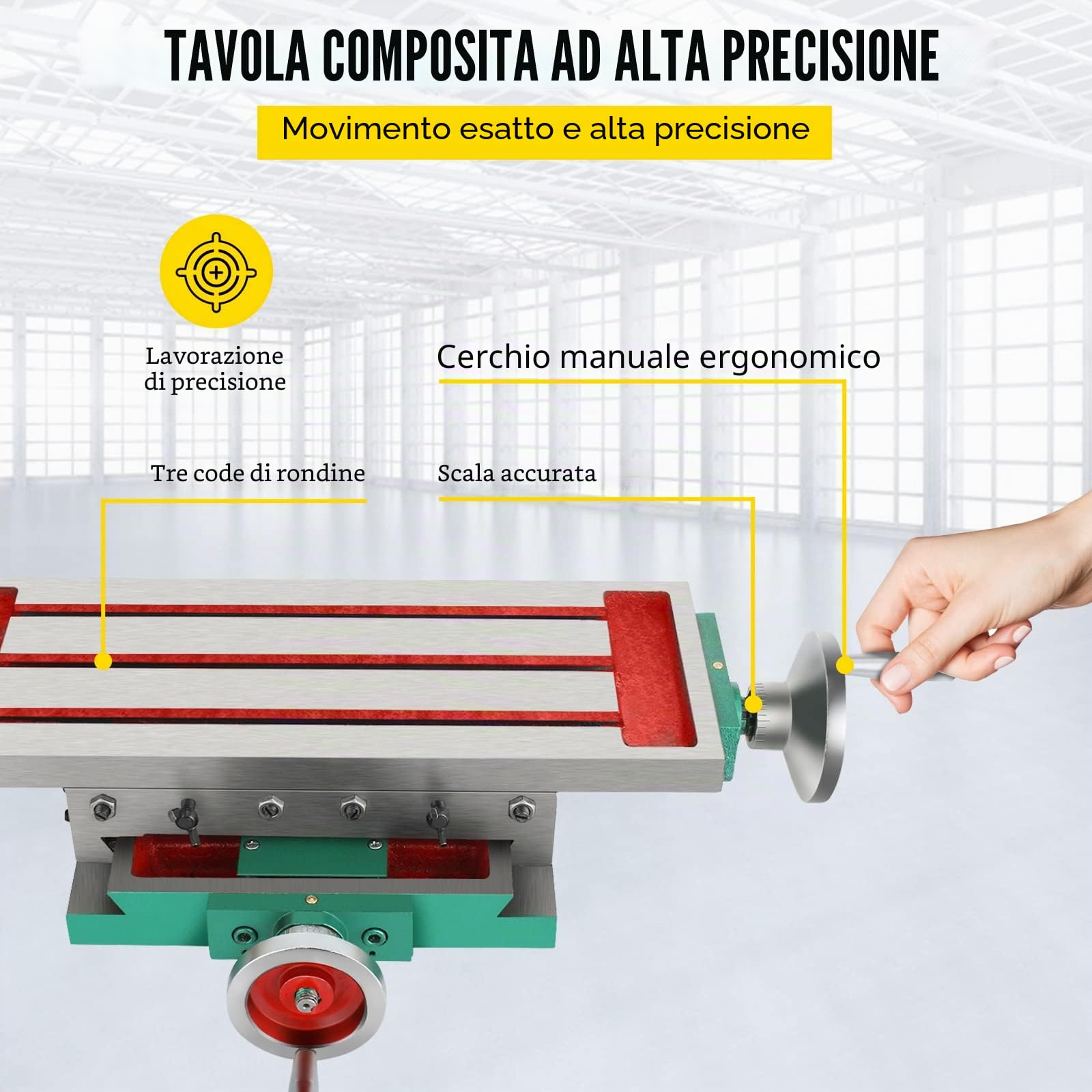 Mophorn Tavolo di fresatura 17.7 × 6.7 pollici Compound Slide Milling Table Multifunzione Cross Fresatrice Compound 2 Axis 4 Modi per tutti i supporti per trapano Fresatrice da banco, argento
