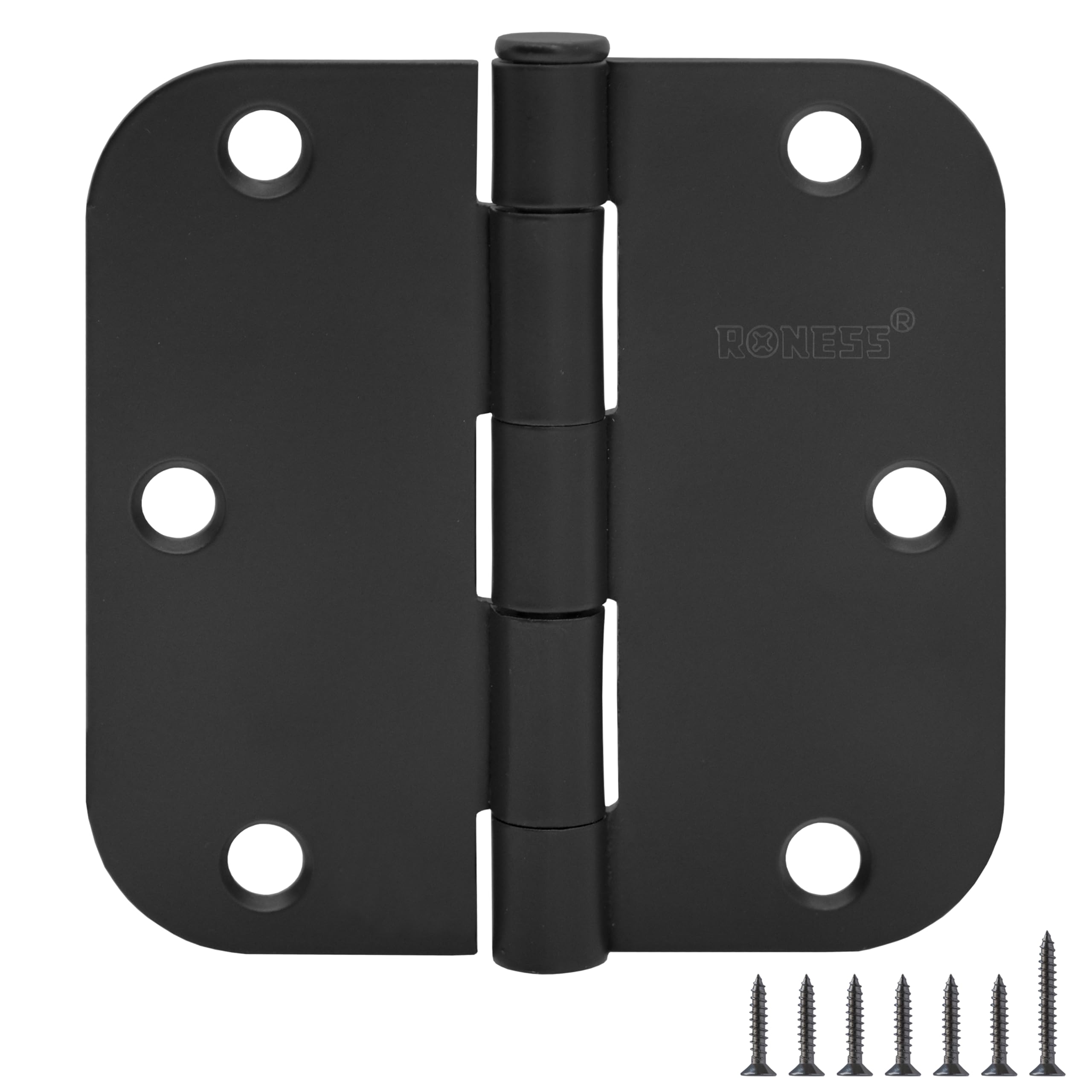 15 Pack Matte Black Door Hinges 3.5 Inch, 5/8" Radius Rounded, Standard Residential for Doors 3 ½",Sturdy Hinges, Interior Hinges
