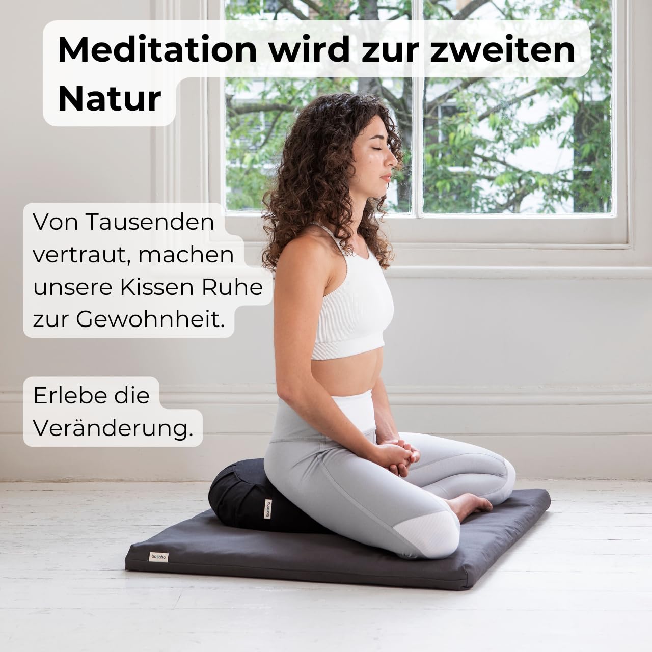 basaho CLASSIC Zafu Meditationskissen Yogakissen | Bio-Baumwolle | Buchweizenschalen | Abnehmbarer und waschbarer Bezug