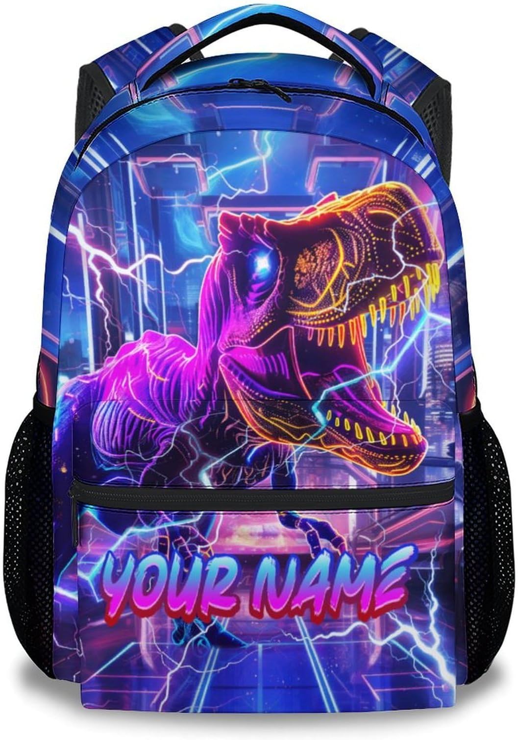 – Personalised Dinosaur Backpack for Boys with Custom Name - 17 Inch Kids School Bookbag for Primary School Children, Durable Rucksack for Everyday Use