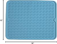 Vista 4 de Dependable Industries Silicone Drying Mat, 16"x12" - Grooved Design, Heat-Resistant, Non-Slip, BPA-Free - For Dishes, Cutlery, Pots, Pans (Sky Blue)