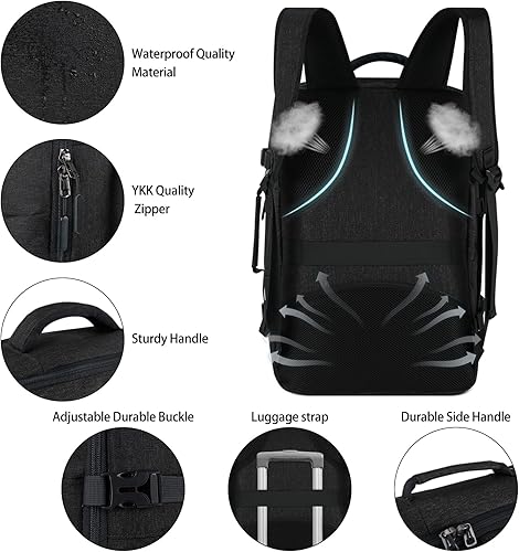 Miniatura 5 de Mochila de viaje para hombres y mujeres, 17 pulgadas, aprobada para vuelos, mochila de transporte impermeable grande de 40 L, mochila para negocios,