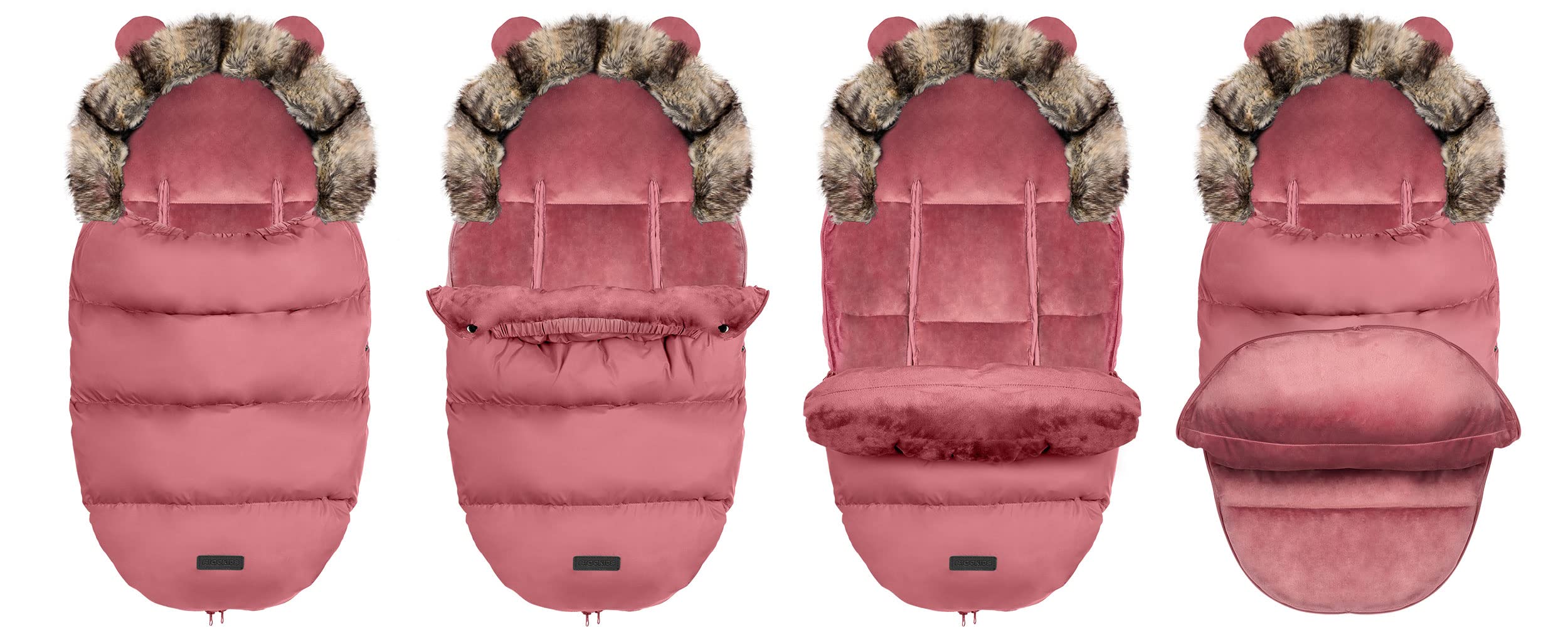 Saco de bebé para cochecito de bebé, saco de invierno, 96 x 45 cm Ricokids, Rosa., Práctico y funcional