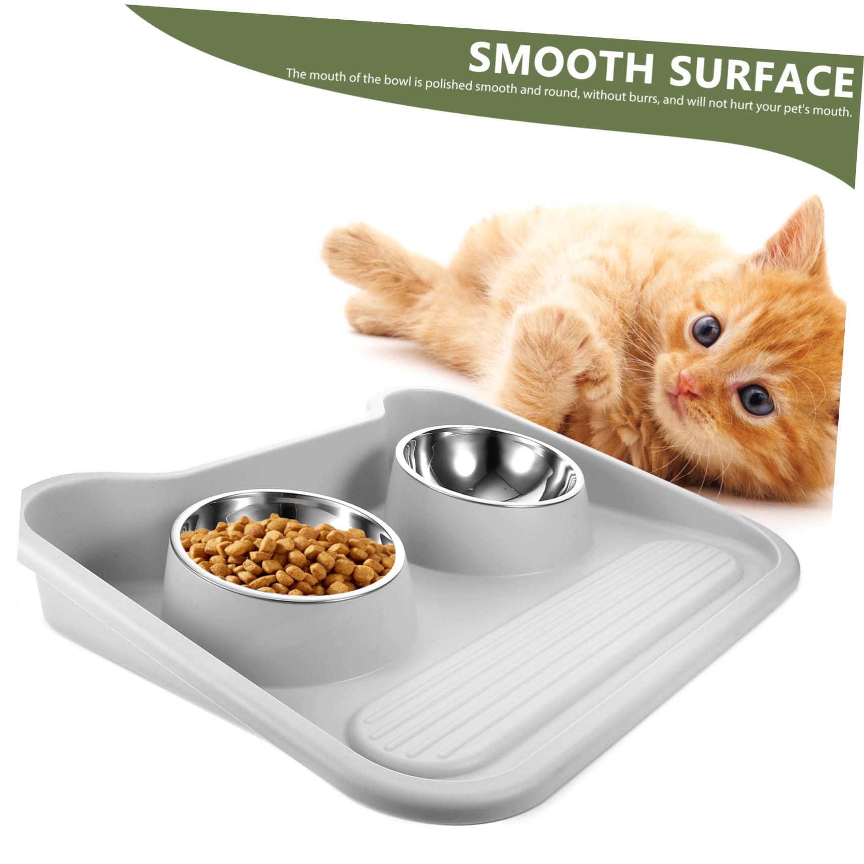 Gamelle Double en Acier Inoxydable et PP pour Chien et Chat | Bavures, Protection du Cou, Bol Stable Anti-basculement, Récipient pour Aliments pour Animaux