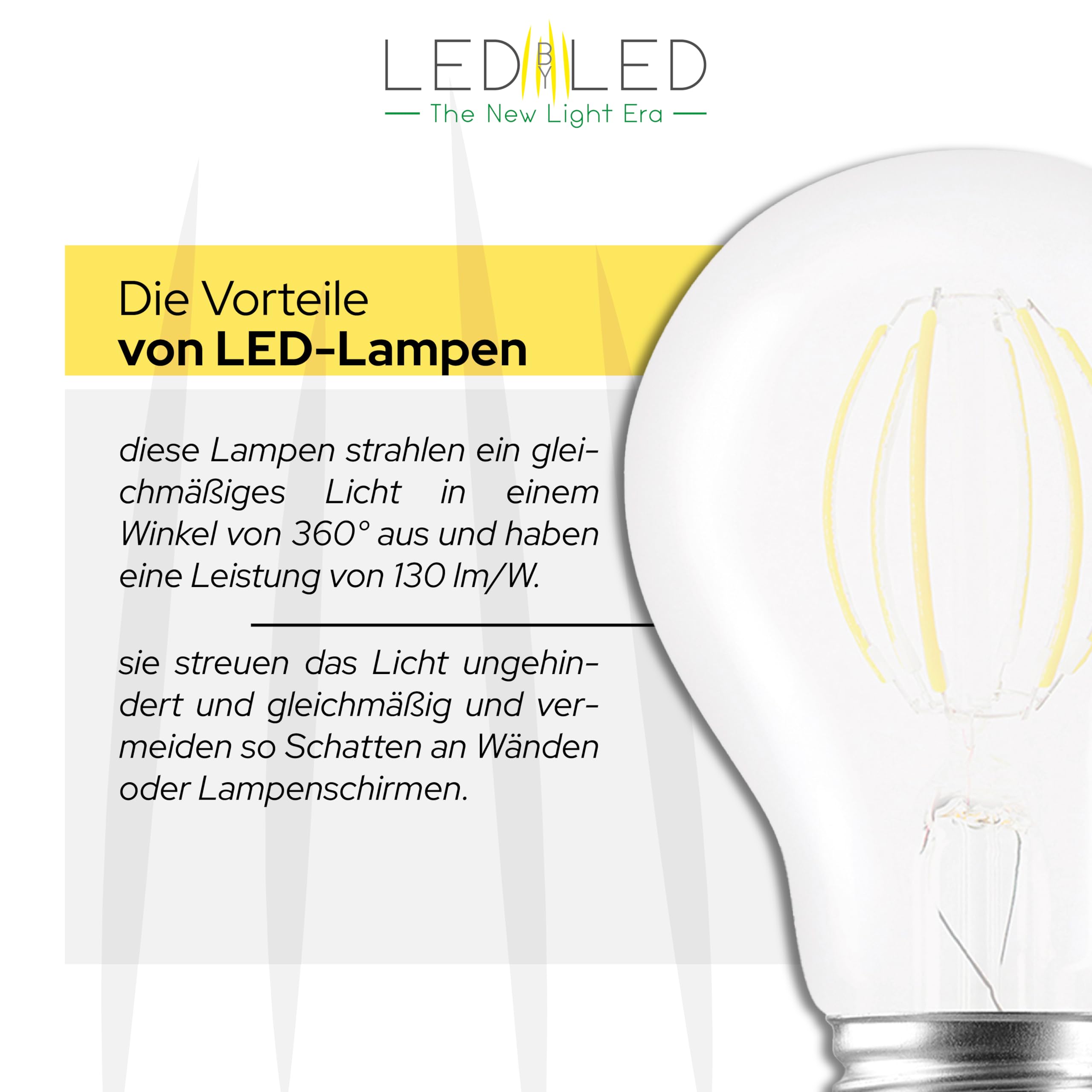 Tropfenförmige Glühbirne 6 W entspricht 60 W, E27, mattiertes Glas, 2700 K warmes Licht, gebogener Glühfaden, 780 Lumen, 10er-Pack
