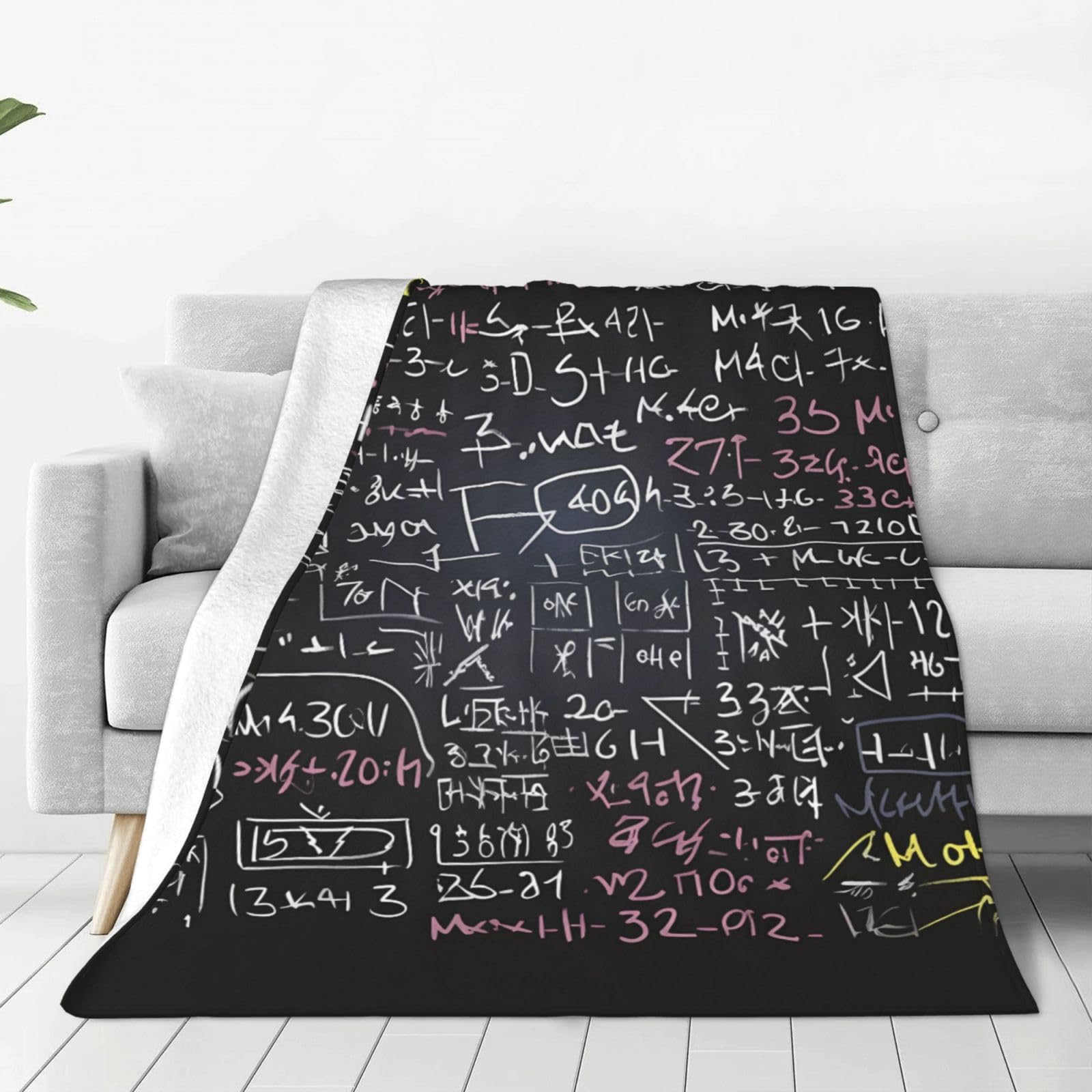 PAQOLSMCKR Throw Blanket 50"x40" Bed Blanket Math Formula Flannel Blankets for Sofa Reversible Plush Blanket Soft Cozy Throw Blankets for Couch Camping All Seasons