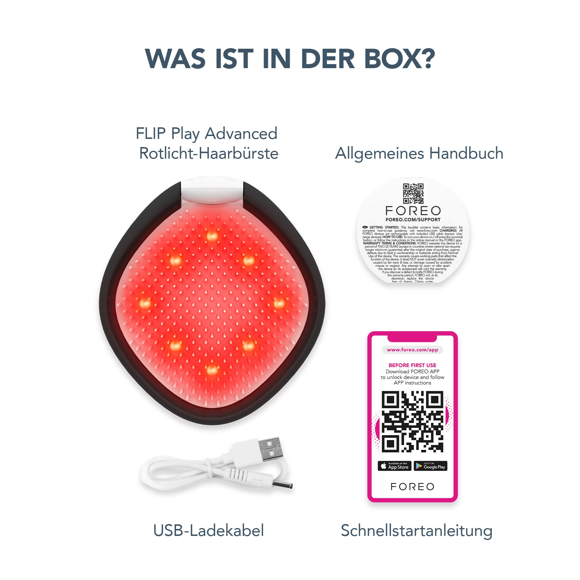 FOREO FLIP Play Advanced LED-Haarbürste – Haarwachstum & Kopfhautpflege | LED-Haarbürste, Rotlicht-Haarbürste, Kopfhautmassage, Haarwachstum, Entwirrbürste, Frizz-Kontrolle, Alle Haartypen