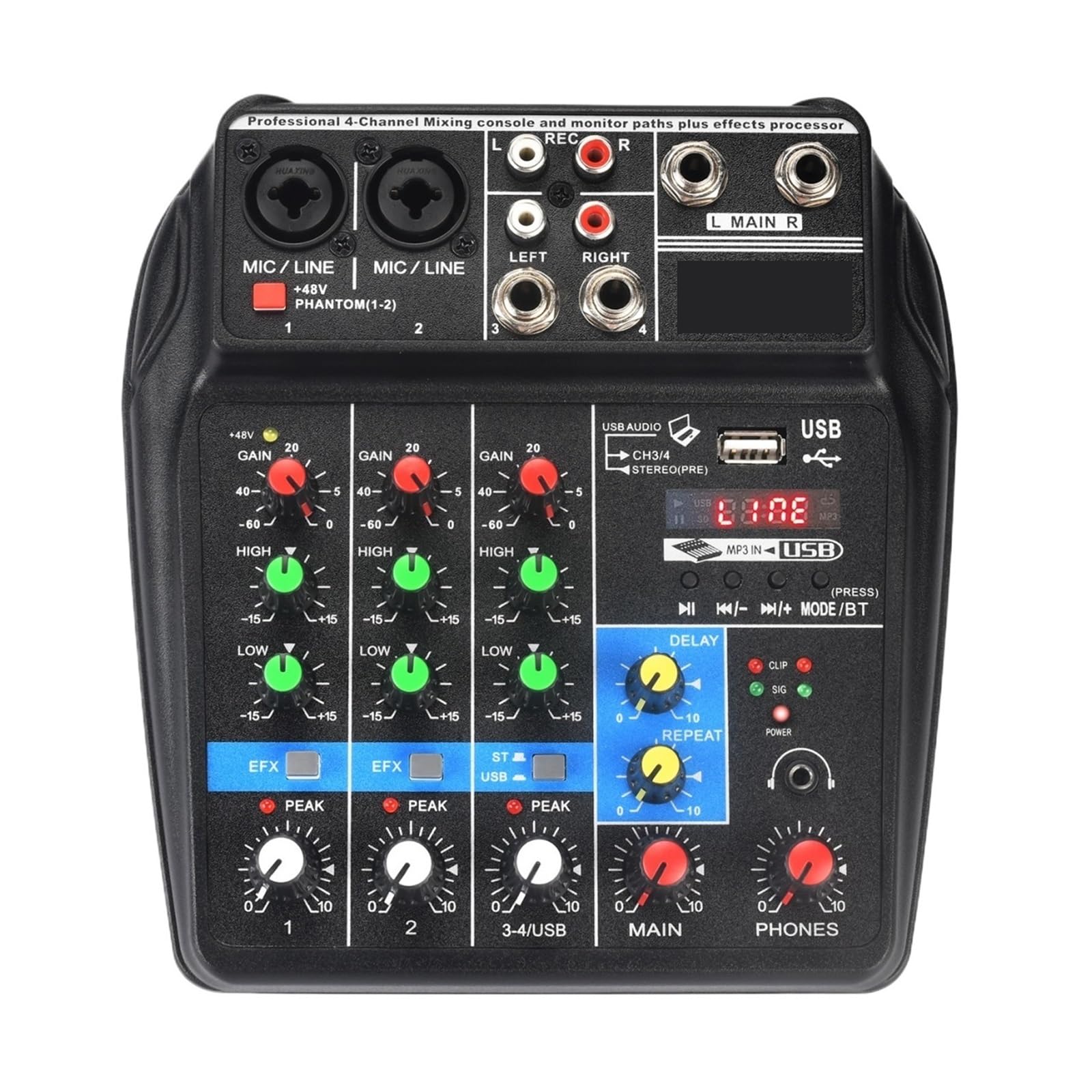 Mixer Audio Audio 4/6/8 Canali 24 Effetti 48V Console Di Missaggio Bluetooth USB PC Registra Riproduzione Tabella Di Trasmissione(4 Channel)