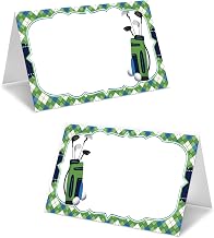 Golf Place Card For Boys, Golfing Par Tee Name Cards For Table Setting, Golf Sports Party Favors Supplies, Golf Set Tent Cards Decorations For Baby Shower Birthday Events, Easy Folding, 25 Pack -05