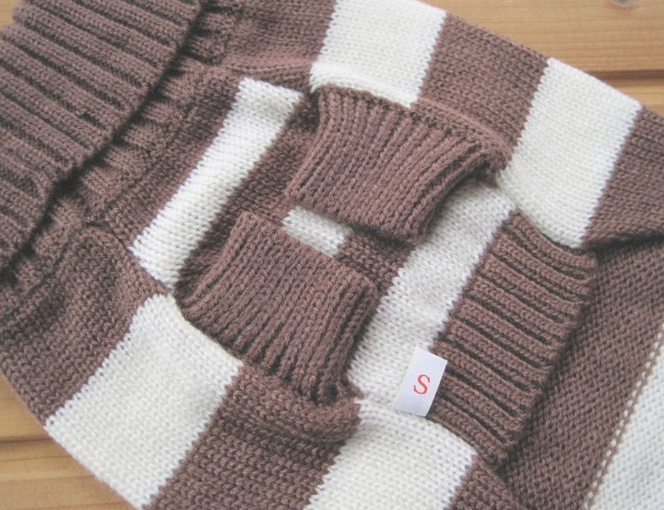 Turtleneck Stripes Pro Pet Clothes Dog Wool Classic Sweaters (Brown&White Stripe, S), Brown&White Stripes, Small - Image 4