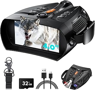 Gafas de visión nocturna, prismáticos de visión nocturna 4K para adultos, cámara de binoculares de pantalla HD de 4 pulgadas para campamento/seguridad, computadora de soporte, zoom 10x, batería de