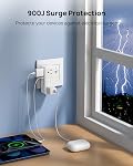 TROND 360° Rotating Plug Surge Protector Outlet Extender, 6 Multi Flat Charging Plug Splitters with 2 PD 20W USB C Ports, 3 Side Electrical Wall Adapter for Home Office Dorm Bathroom Travel Essentials