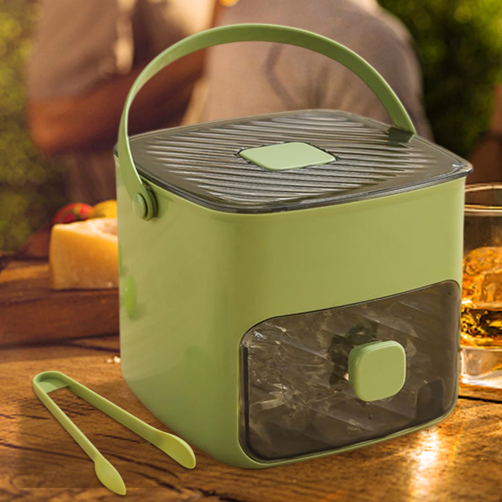 Almacenamiento de hielo para congelador, bandeja de cubitos de hielo con tapa,Contenedor de hielo reutilizable de gran capacidad | Enfriador de camping de grado alimenticio, herramientas de