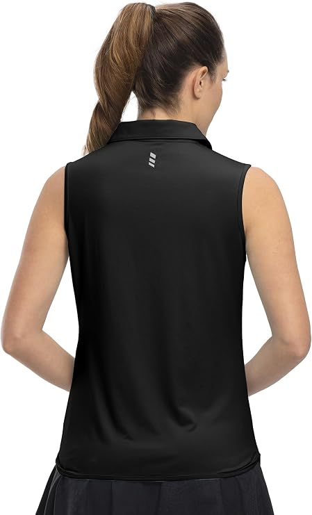 YSENTO Women's Sleeveless Golf Shirts Tops Clothes Collared 1/4 Zip Quick Dry Tennis Polo Shirts Apparel