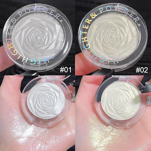 Miniatura 8 de evpct Resaltador facial blanco perla y dorado champán maquillaje brillo brillo diamante brillante resaltadores paleta de maquillaje en polvo para