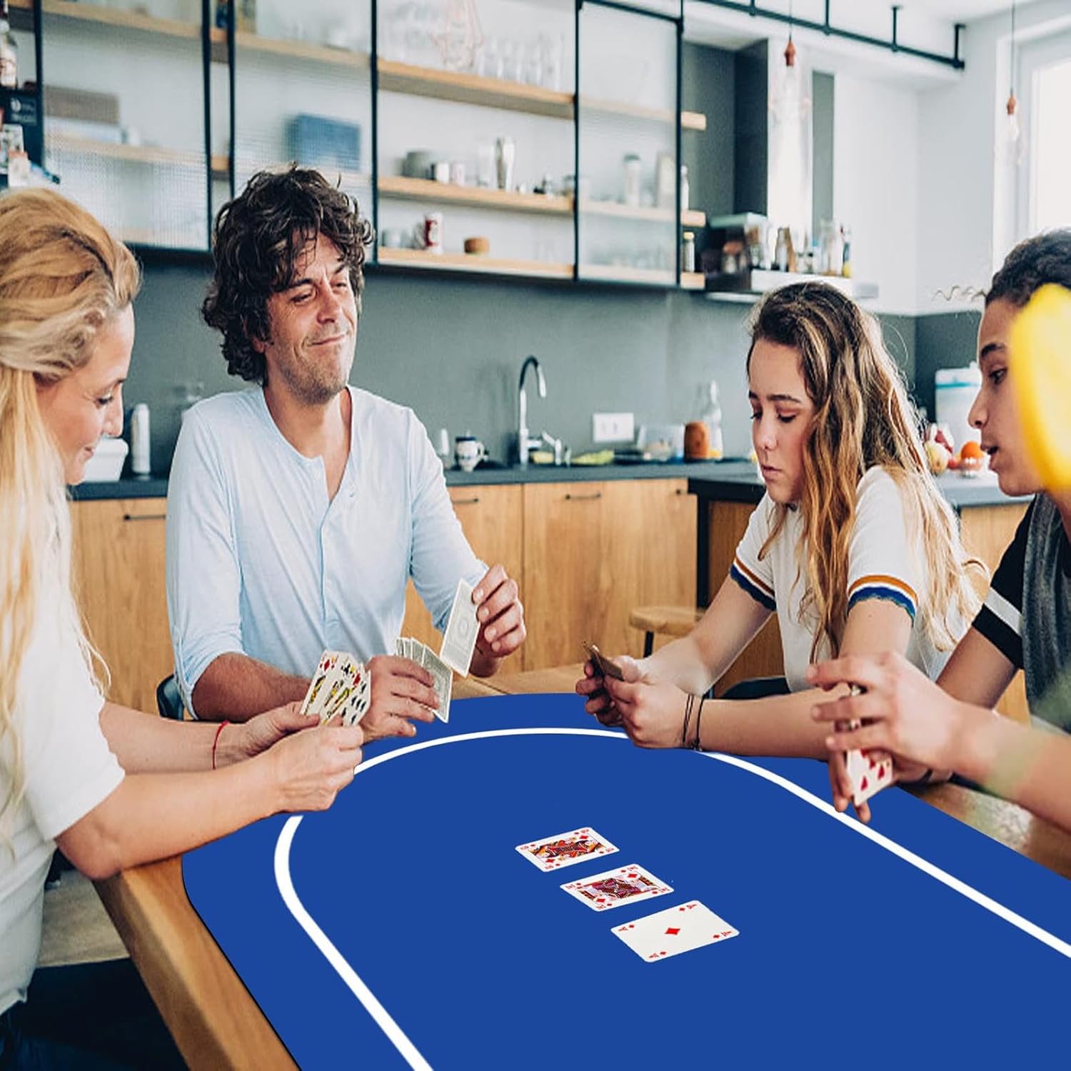 Tabletop Game Felt Mat 47 x 24 Inch Neoprene Rubber Round Poker Table Top Layout, Folding Professional Casino Roulette Layout Players Layout Green