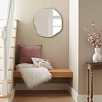 Vista 4 de POZINO Irregular Shaped Mirror, 16" Asymmetrical Mirror, Gold Scalloped Rounded Mirrors, Modern Frameless Abstract Mirrors for Living Room Bedroom