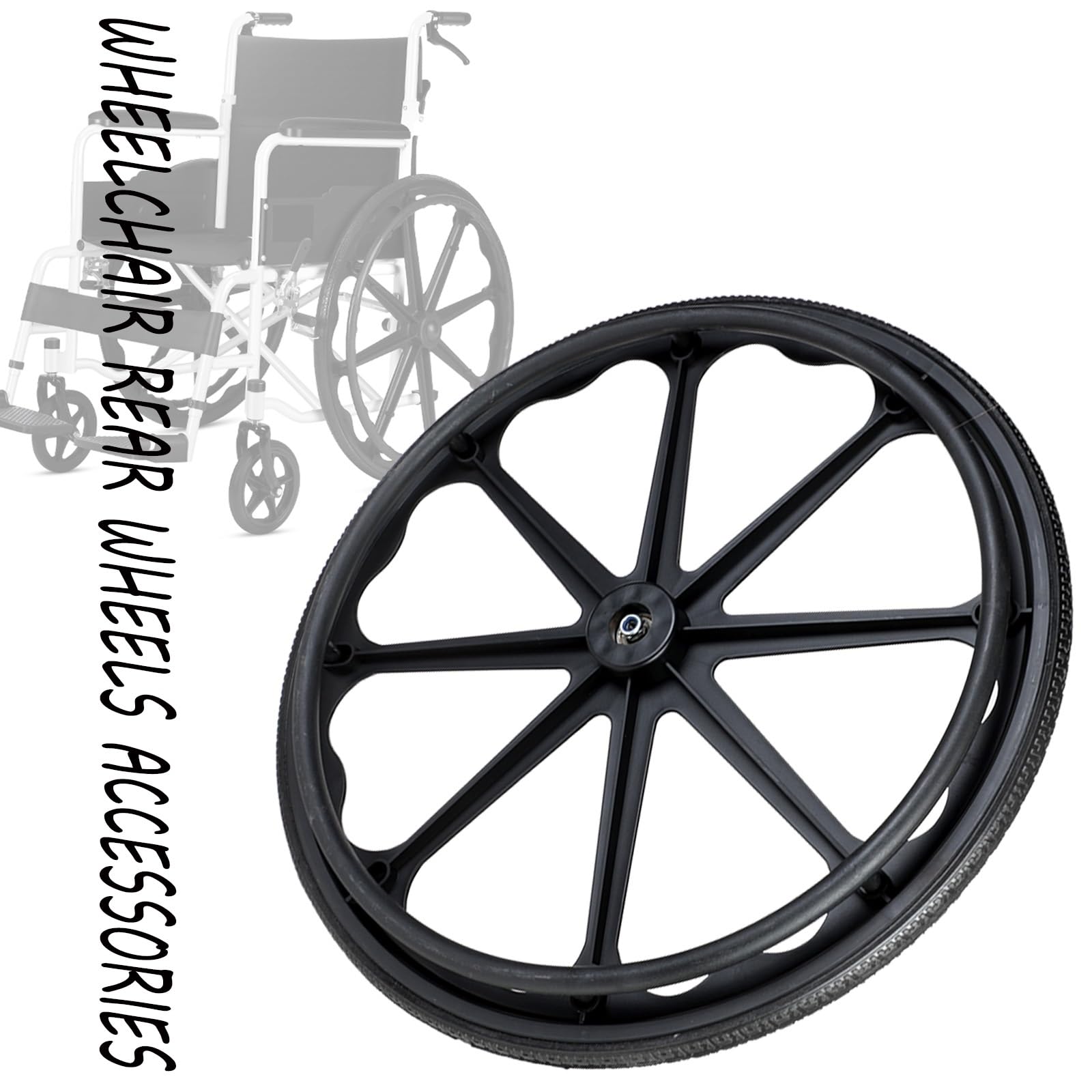 Ruedas para sillas de Ruedas Ruedas traseras para sillas de Ruedas para sillas de Ruedas de 20-22-24 Pulgadas, Rueda Trasera sólida no neumática para Silla de Ruedas, Ruedas giratorias para
