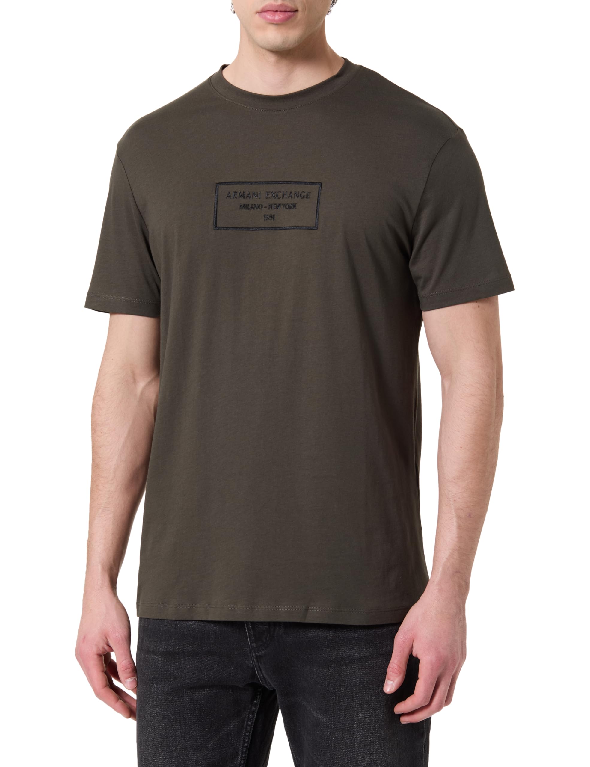 Armani Exchange Camiseta para Hombre con Logotipo Quited, Tinta Negra, XL