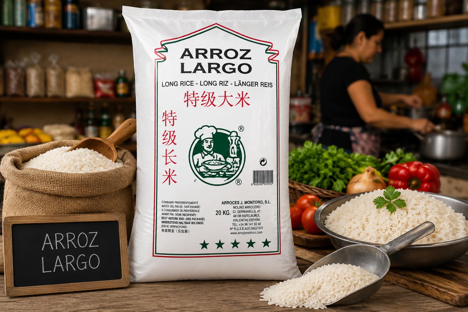 ARROZ LARGO - J. MONTORO - SACO DE 20 KILOS - ARROZ BLANCO