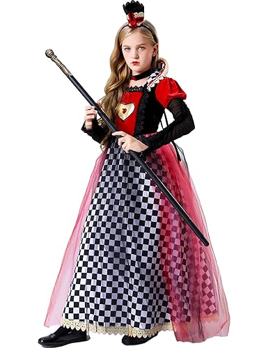 Queen of Hearts Costume Kids Wonderland Red Heart Queen Girls
